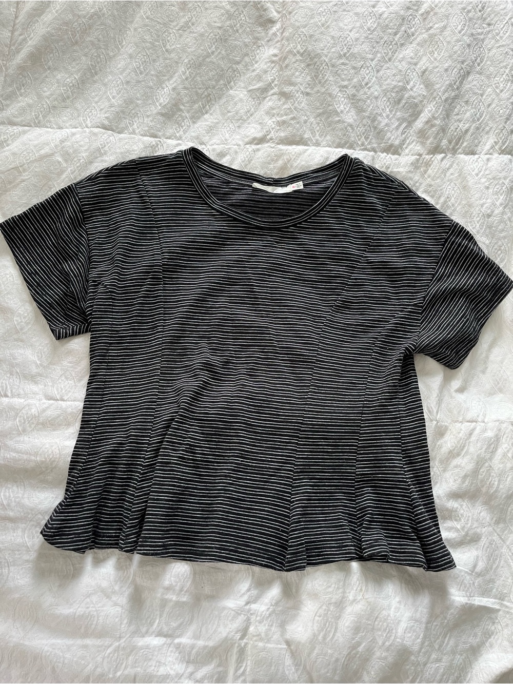 Lush Black & White Stripe Women’s Short Sleeve Tee size XXL